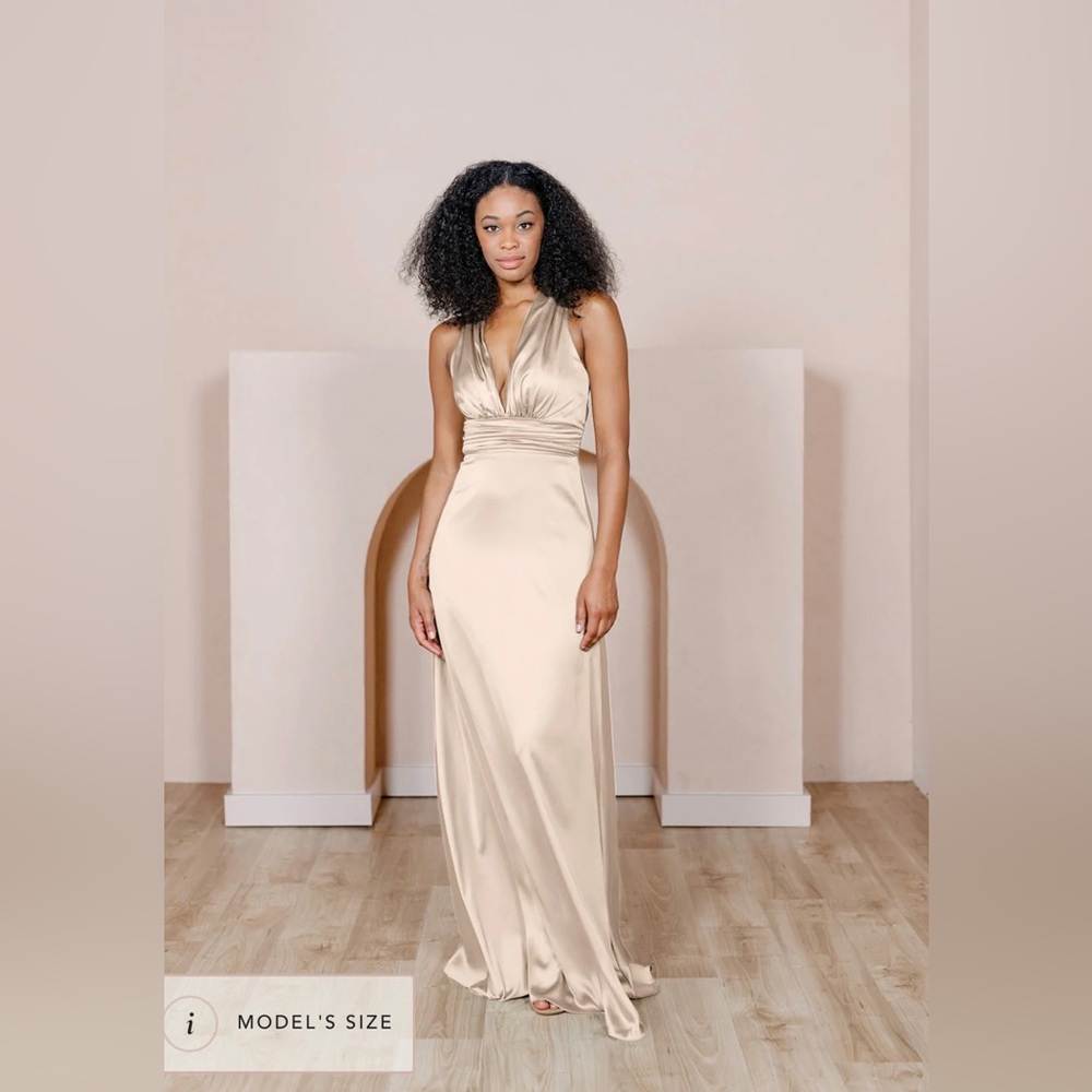 Revelry Satin Dylan Dress - Gold Champagne